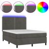 vidaXL Sommier &agrave; lattes de lit matelas et LED Gris fonc&eacute; 140x200 cm
