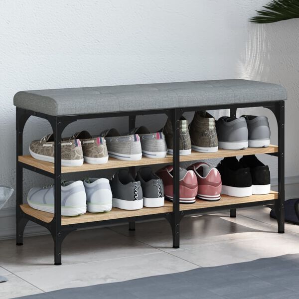 vidaXL Banc &agrave; chaussures ch&ecirc;ne sonoma 82x32x47 cm bois d'ing&eacute;nierie
