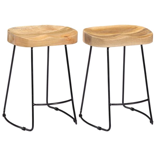 vidaXL Tabourets de bar Gavin lot de 2 bois de manguier solide