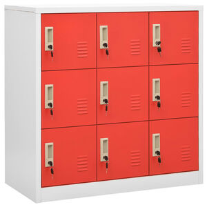 vidaXL Armoire &agrave; casiers Gris clair et rouge 90x45x92,5 cm Acier