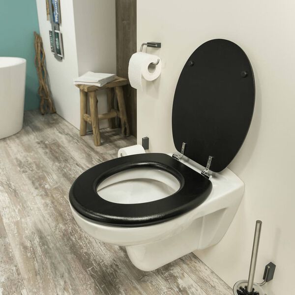 Tiger Si&egrave;ge de toilette Leatherlook MDF Noir 252540746