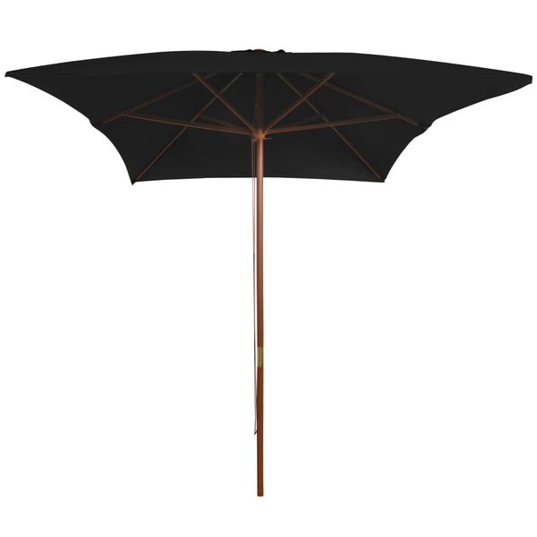 vidaXL Parasol de jardin avec m&acirc;t en bois noir 200x300 cm
