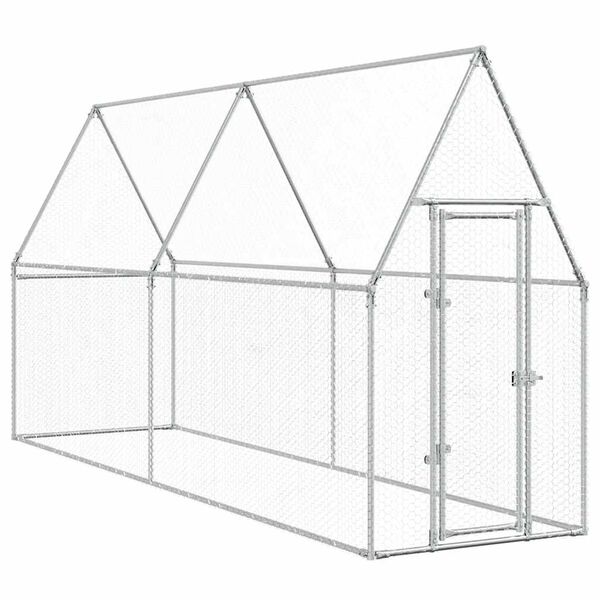 vidaXL Cage pour poules argent&eacute; 400x100x190 cm acier galvanis&eacute;