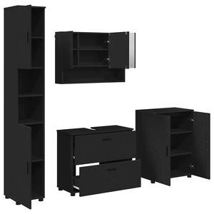 vidaXL Ensemble de mobilier de salle de bain 4 pc Noir
