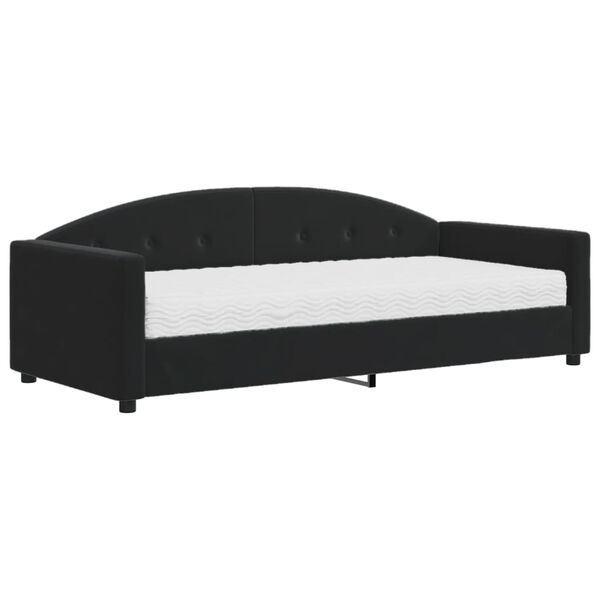 vidaXL Lit de jour avec matelas noir 90x190 cm velours