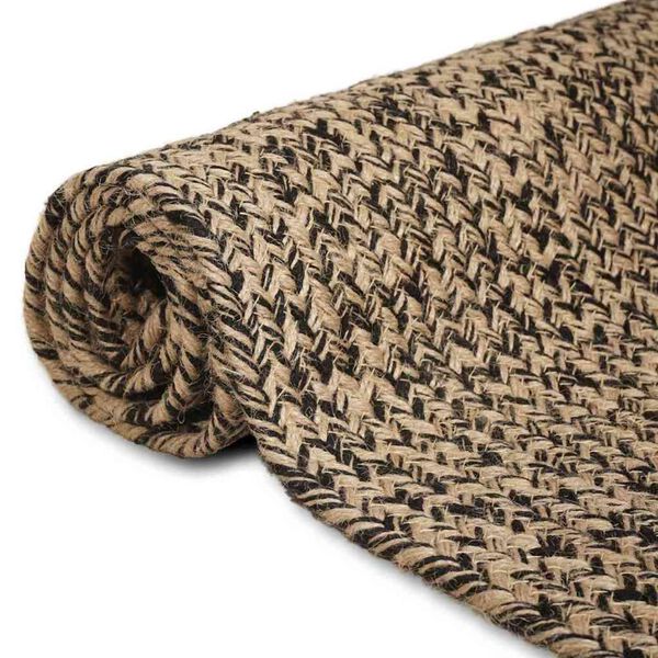 vidaXL Tapis de surface Carr&eacute; Naturel et Noir 160 x 160 cm Jute