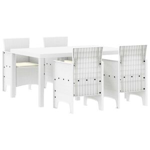 vidaXL Ensemble de salle &agrave; manger pour jardin 5 pcs Blanc Rattan Polt