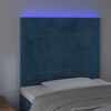 vidaXL T&ecirc;te de lit &agrave; LED Bleu fonc&eacute; 90x5x118/128 cm Velours