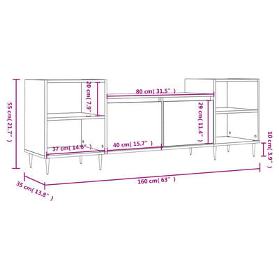 vidaXL Meuble TV Chêne sonoma 160x35x55 cm Bois d'ingénierie