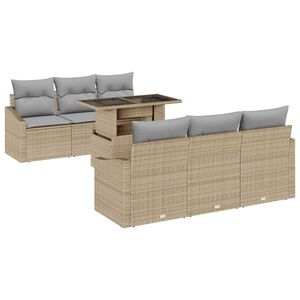 vidaXL Ensemble de canap&eacute; de jardin 7 pcs Beige et Gris clair
