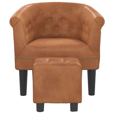 vidaXL Fauteuil cabriolet avec repose-pied marron similicuir