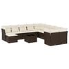 vidaXL Salon de jardin avec coussins 12 pcs marron r&eacute;sine tress&eacute;e