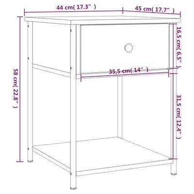 vidaXL Table de chevet chêne fumé 44x45x58 cm bois d'ingénierie