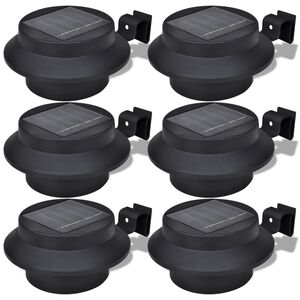 vidaXL Lampes solaires 6 pcs pour clôture gouttière Noir