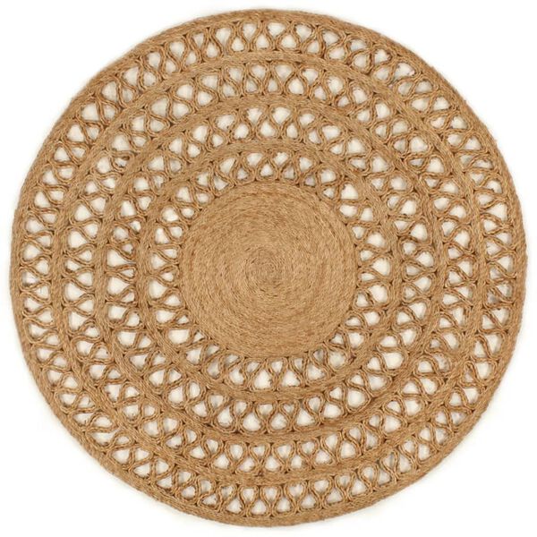 vidaXL Tapis Jute tress&eacute; &agrave; la main 120 cm Rond