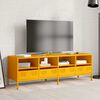 vidaXL Meuble TV jaune moutarde 135x39x43,5 cm acier lamin&eacute; &agrave; froid