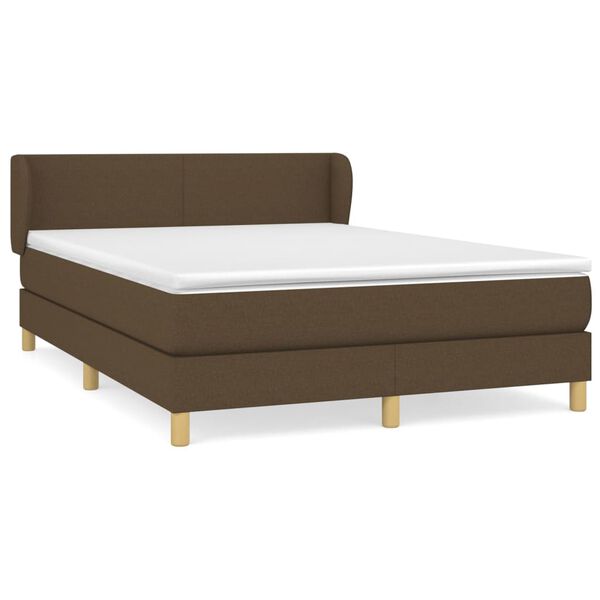 vidaXL Sommier &agrave; lattes de lit avec matelas Marron fonc&eacute; 140x200 cm