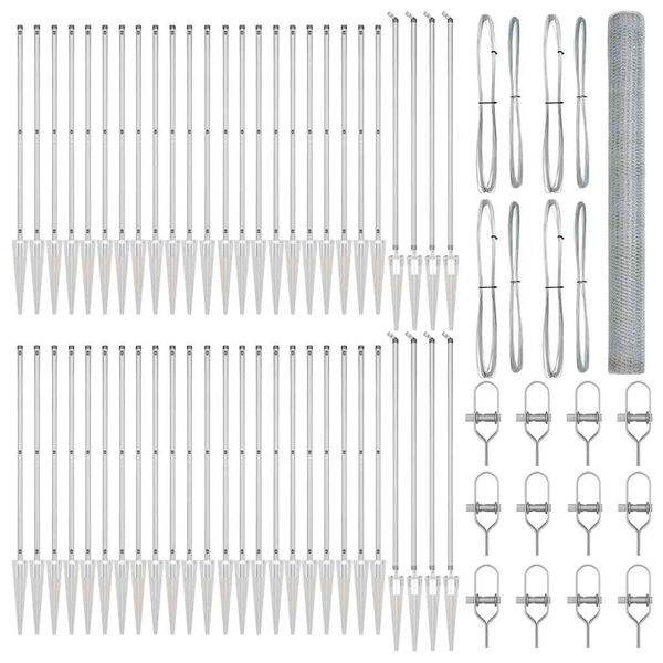 vidaXL Poteau de cl&ocirc;ture. Argent&eacute; 100 x 1,5 m (maille de 25 mm) Acier