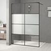 vidaXL Paroi de douche Noir 140x195 cm Verre ESG demi-d&eacute;poli