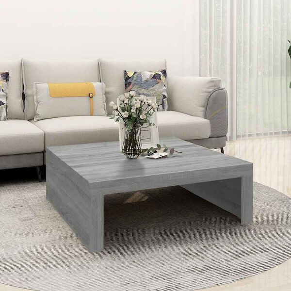 vidaXL Table basse Sonoma gris 100x100x35 cm Bois d'ingénierie