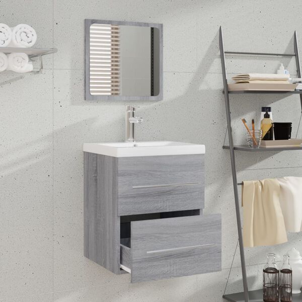 vidaXL Armoire de salle de bain avec miroir Sonoma gris 41x38,5x48 cm