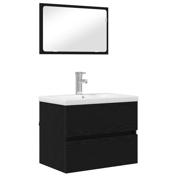 vidaXL Ensemble de mobilier de salle de bain 3 pcs Ch&ecirc;ne noir