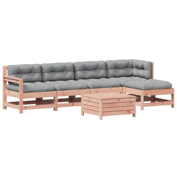 vidaXL Salon de jardin 6 pcs avec coussins bois massif Douglas