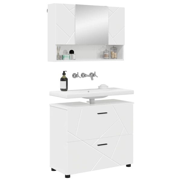 vidaXL Ensemble de mobilier de salle de bain 2 pcs Blanc brillant