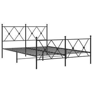 vidaXL Cadre de lit m&eacute;tal sans matelas avec pied de lit noir 137x190cm