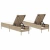 vidaXL Chaises longues avec coussins lot de 2 beige r&eacute;sine tress&eacute;e