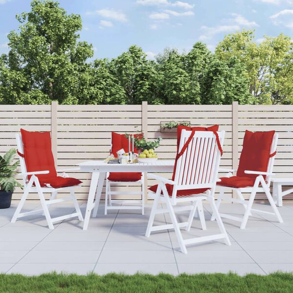 vidaXL Coussins de chaise &agrave; dossier haut lot de 4 rouge tissu oxford