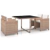 vidaXL Ensemble &agrave; manger d'ext&eacute;rieur avec coussins 5 pcs Rotin Beige