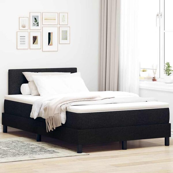 vidaXL Lit &agrave; ressorts avec matelas Noir 120 x 190 cm tissu
