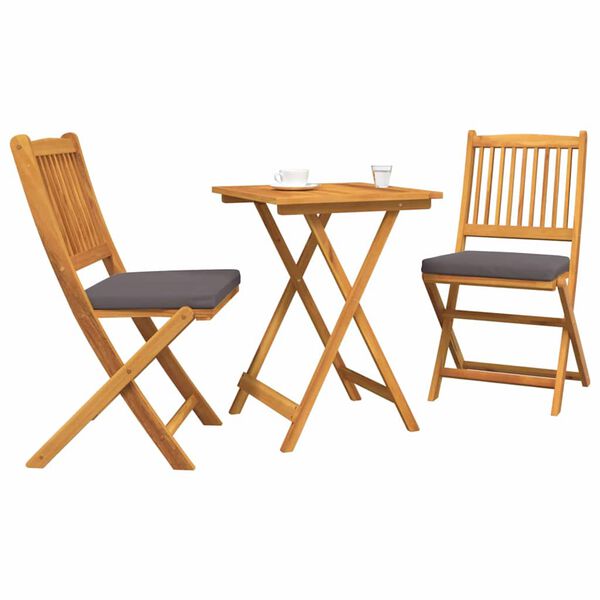 vidaXL Ensemble bistro de jardin 3 pcs Marron Bois d'Acacia Massif