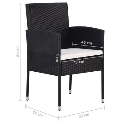 vidaXL Chaises de jardin lot de 4 Résine tressée Noir