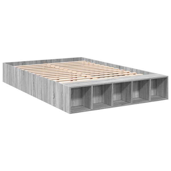 vidaXL Cadre de lit sans matelas sonoma gris 150x200 cm