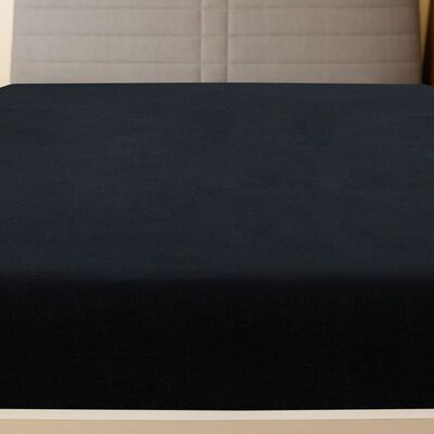 vidaXL Drap-housse Jersey Noir 160x200 cm Coton