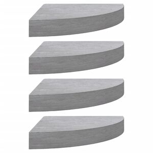 vidaXL &Eacute;tag&egrave;res d'angle murales 4 pcs Gris b&eacute;ton 25x25x3,8 cm MDF