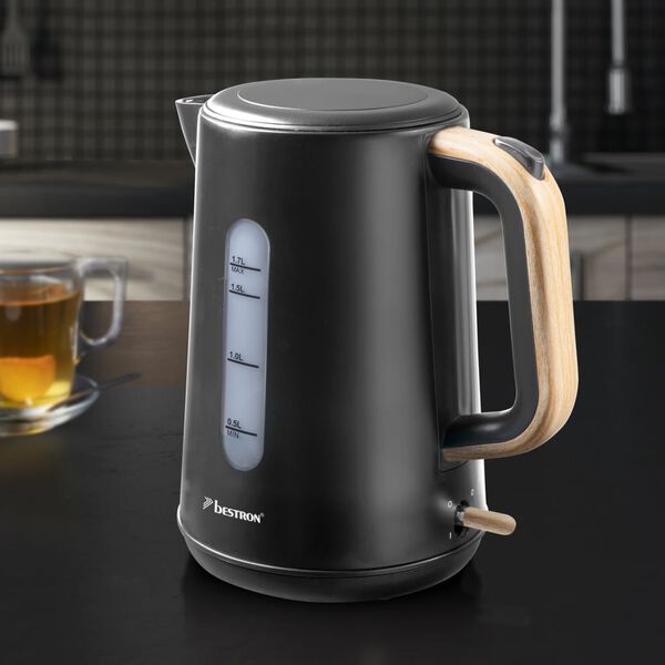 Bestron Bouilloire &eacute;lectrique sans fil AWK2200BW 1,7 L Bois noir