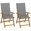 vidaXL Fauteuils pliants inclinables (lot de 2) avec coussins, en bois d'acacia massif