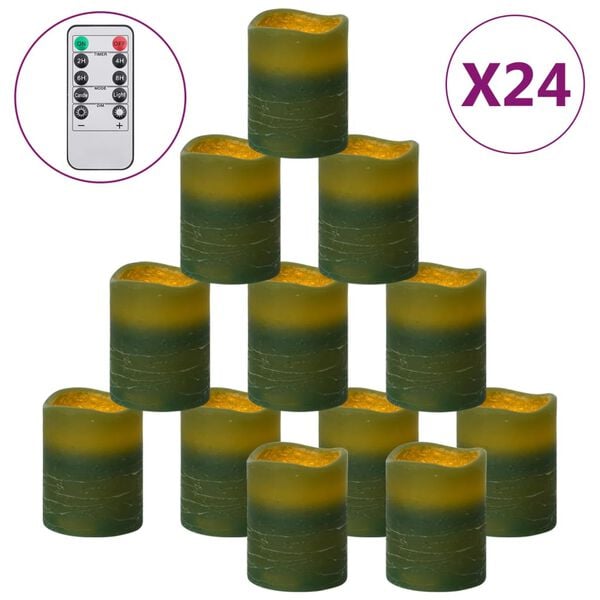 vidaXL Bougies &agrave; LED sans flamme 24 pcs avec t&eacute;l&eacute;commande Blanc chaud