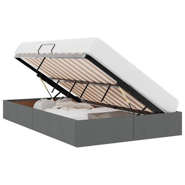 vidaXL Lit de Rangement avec matelas Gris fonc&eacute; 120 x 200 cm tissu