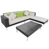 vidaXL Salon de jardin 4 pcs avec coussins R&eacute;sine tress&eacute;e Noir