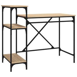 vidaXL Bureau avec &eacute;tag&egrave;res ch&ecirc;ne 105x50x90cm bois d'ing&eacute;nierie et fer