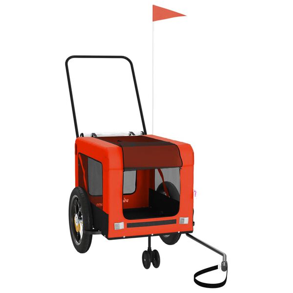 vidaXL Remorque de v&eacute;lo pour animaux de compagnie orange et noir