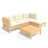 vidaXL Salon de jardin 5 pcs avec coussins cr&egrave;me bois de pin