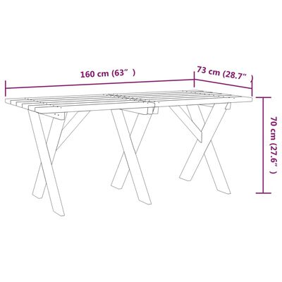 vidaXL Table de jardin 160x73x70 cm Bois de pin imprégné