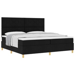 vidaXL Lit &agrave; ressorts avec matelas Noir 200 x 200 cm tissu