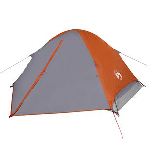 vidaXL Tente de camping &agrave; d&ocirc;me 4 personnes gris et orange imperm&eacute;able