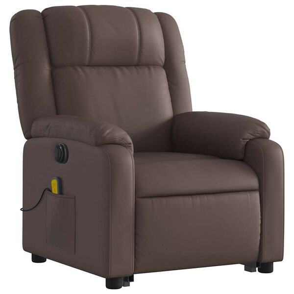 vidaXL Fauteuil inclinable de massage &eacute;lectrique marron similicuir